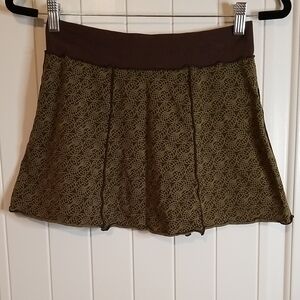 Brown & Green Patterned Mini Skirt With FP Inspired Chunky Seams Size Small